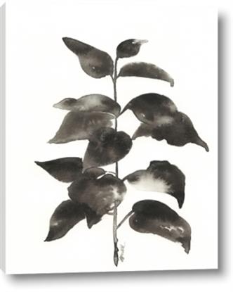 Picture of Black Linen Leaves I