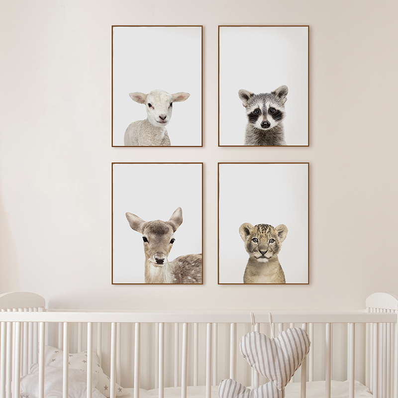 Nursery-sheep-raccoon-cub-tiger-deer-fawn-animal-simple-clean-cute